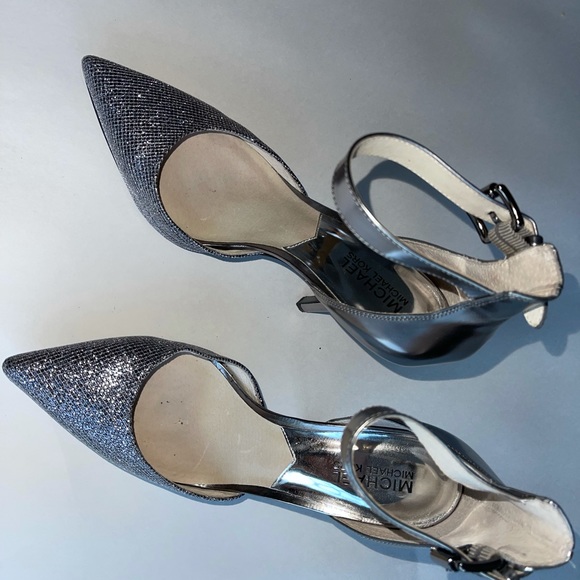 Michael kors gunmetal glitter BRENA ankle strap stiletto heels / size: 8 - Picture 4 of 5